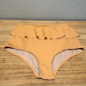 Kortni Jeane Ruffled Swim Bottoms Orange Womens‎ Size Medium